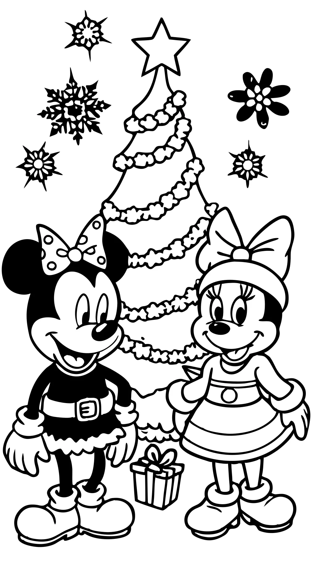 coloriage de Noël de Minnie et Mickey Mouse